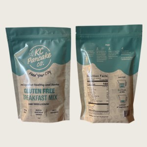 Front and back of KC Pancake Co. Gluten-Friendly mix